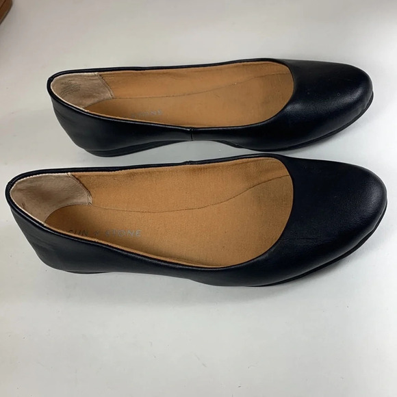 Sun & stone eliana black and cognac faux leather ballet flats lot basic neutral - Picture 10 of 12
